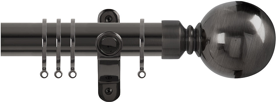 Renaissance Spectrum 35mm Curtain Pole Black Nickel, Plain Ball