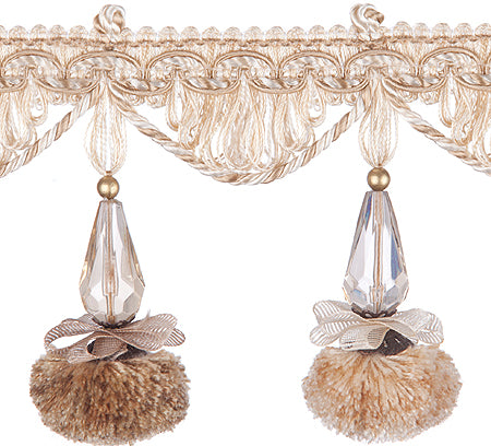 Jones Interlude Pom Pom Fringe Trimming, Cream