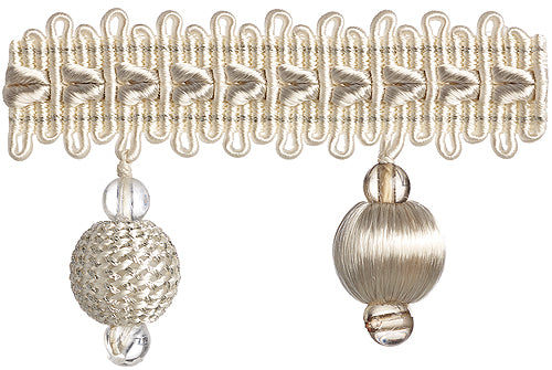 Hallis Verona Ball Fringe Trimming Pearl