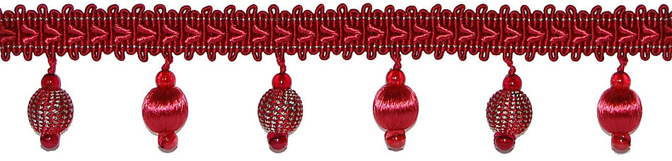 Hallis Verona Ball Fringe Trimming Coral