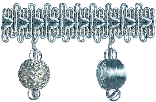 Hallis Verona Ball Fringe Trimming Duckegg