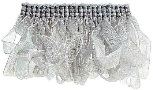 Hallis Verona Ribbon Ruche Trimming Silver Grey