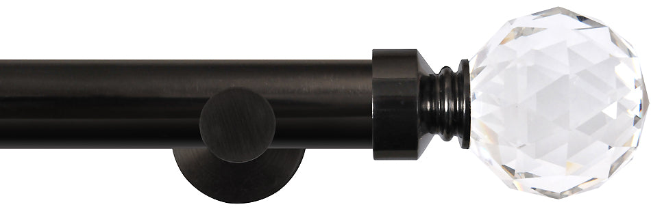 Renaissance Dimensions 28mm Contemporary Eyelet Pole Black Nickel, Crystal Diamond