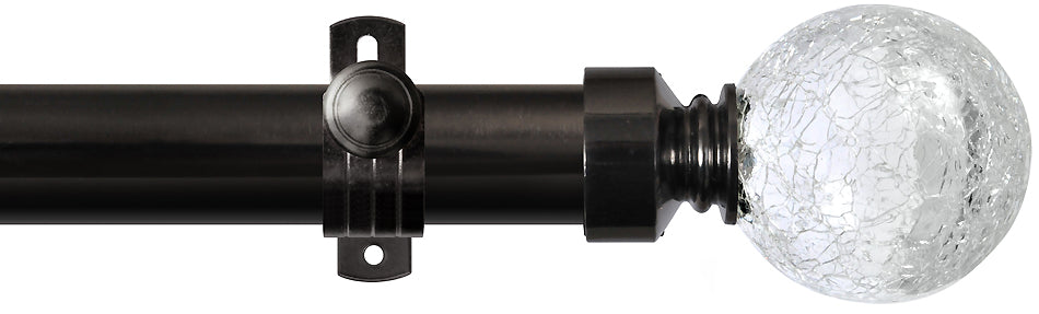 Renaissance Dimensions 28mm Adjustable Eyelet Pole Black Nickel, Crackled Glass