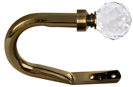 Renaissance Extensis Curtain Holdbacks, Crystal Cut Diamond, Antique Brass