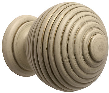 Modern Country 45mm, 55mm Ribbed Ball Finial, Brushed Cream