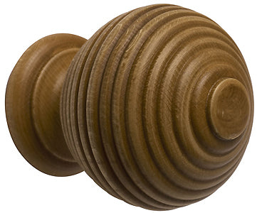 Modern Country 45mm, 55mm Ribbed Ball Finial, Light Oak