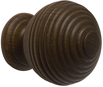 Modern Country 45mm, 55mm Ribbed Ball Finial, Dark Oak