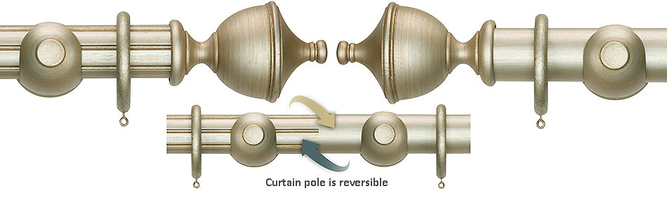 Renaissance Duet 50mm Wood Curtain Pole, Dutch Silver, Urn