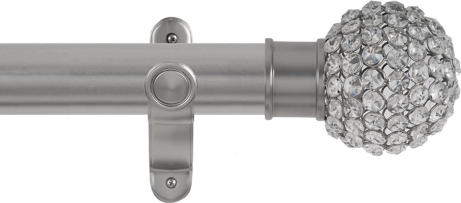 Renaissance Spectrum 50mm Eyelet Curtain Pole Titanium, Clear Crystal Beads