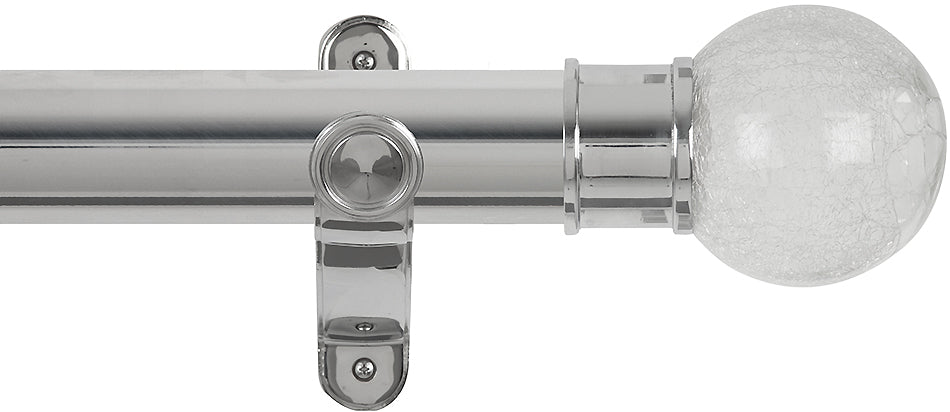 Renaissance Spectrum 50mm Eyelet Curtain Pole Polished Silver, Crackled Glass Ball
