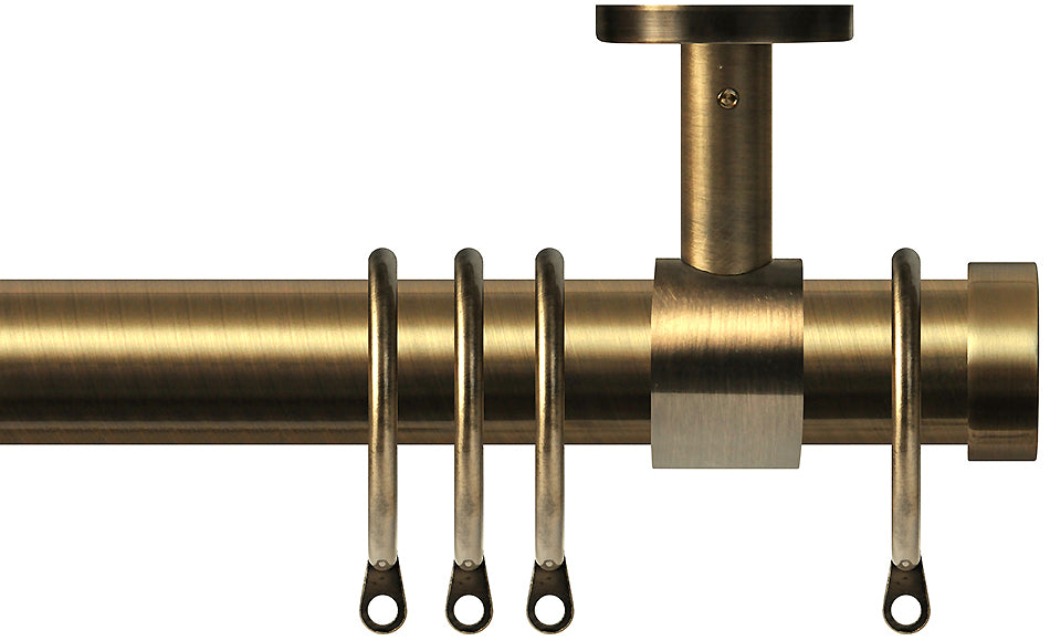 Renaissance 28mm Top Fix Metal Curtain Pole Antique Brass, Endcap