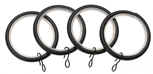 Universal 19mm Metal Curtain Pole Rings, Black