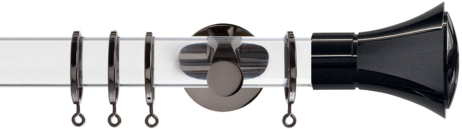 Jones Strand Acrylic 35mm Pole, Black Nickel, Metal Cone