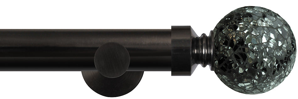 Renaissance Dimensions 28mm Contemp Eyelet Pole Black Nickel, Black Mirror Mosaic