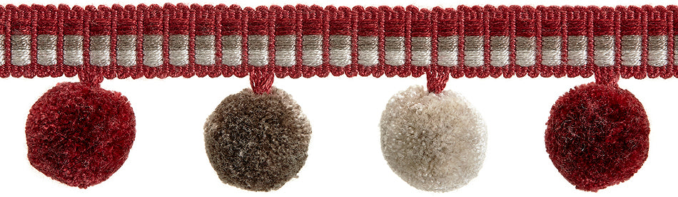 Hallis Highland Pom Pom Tassel Trimming Ruby