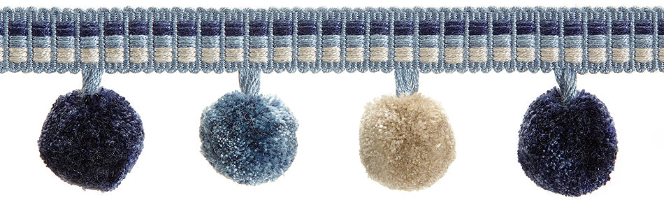 Hallis Highland Pom Pom Tassel Trimming Bluebird