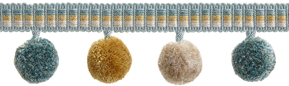 Hallis Highland Pom Pom Tassel Trimming Aqua