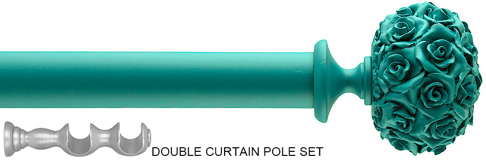 Byron Floral Neon 35mm 55mm Double Pole Turquoise Posy