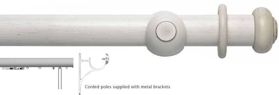 Modern Country 45mm, 55mm Corded Pole, Brushed Ivory, Button