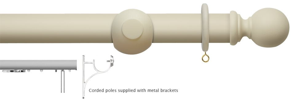 Modern Country 45mm, 55mm Corded Pole, Pearl, Ball