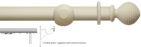 Modern Country 45mm, 55mm Corded Pole, Pearl, Ribbed Ball