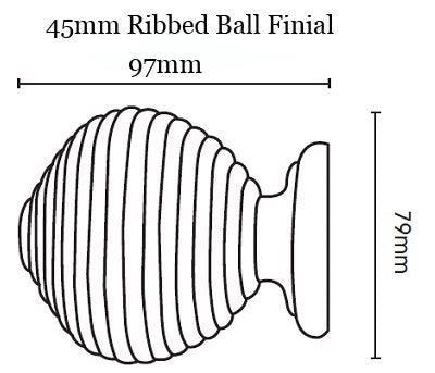 Modern Country 45mm, 55mm Corded Pole, Pearl, Ribbed Ball
