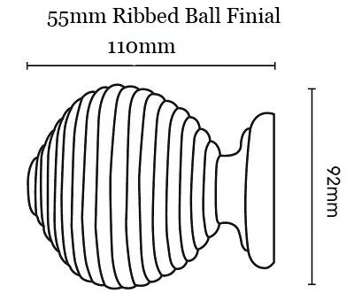 Modern Country 45mm, 55mm Corded Pole, Pearl, Ribbed Ball