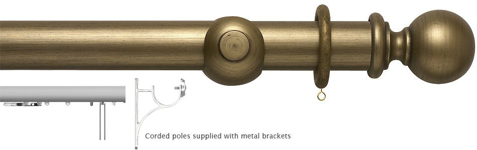 Modern Country 45mm, 55mm Corded Pole, Gold Black, Ball