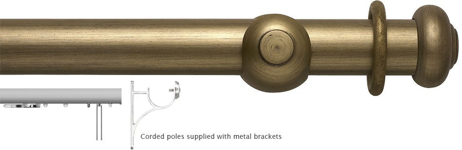 Modern Country 45mm, 55mm Corded Pole, Gold Black, Button