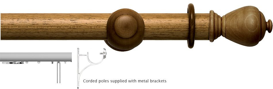 Modern Country 45mm, 55mm Corded Pole, Light Oak, Sugar Pot