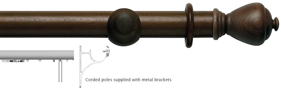 Modern Country 45mm, 55mm Corded Pole, Dark Oak, Sugar Pot