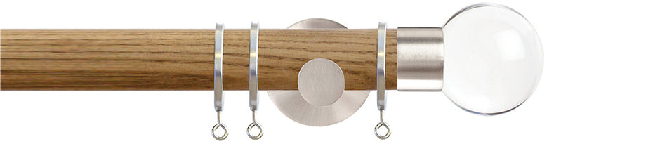 Jones Strand 35mm Wood Pole Light Oak, Matt Nickel, Acrylic Ball