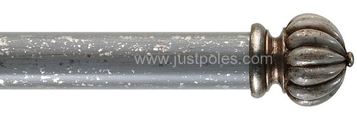 Byron 35mm, 45mm Pole Fluted Button Florentine Grey/Silver Detail