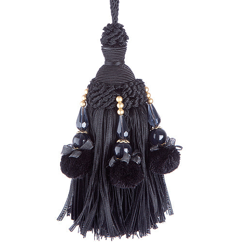 Jones Rope Key Tassel Interlude Beaded, Black