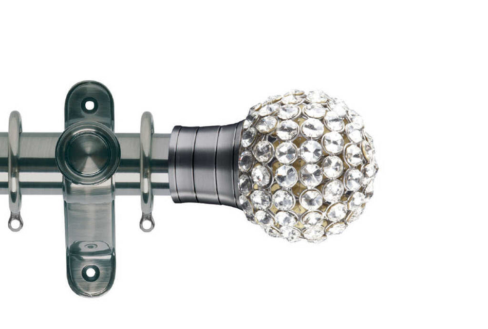 Galleria 50mm Pole Brushed Silver Clear Jewelled Cage