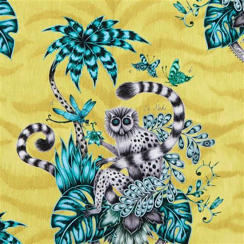 Clarke & Clarke Animalia Lemur Lime Fabric