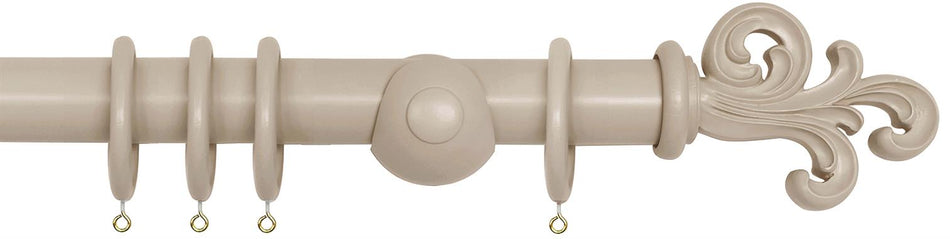 Laura Ashley 40mm Bespoke Handcrafted Wood Curtain Pole Soft Truffle Scroll