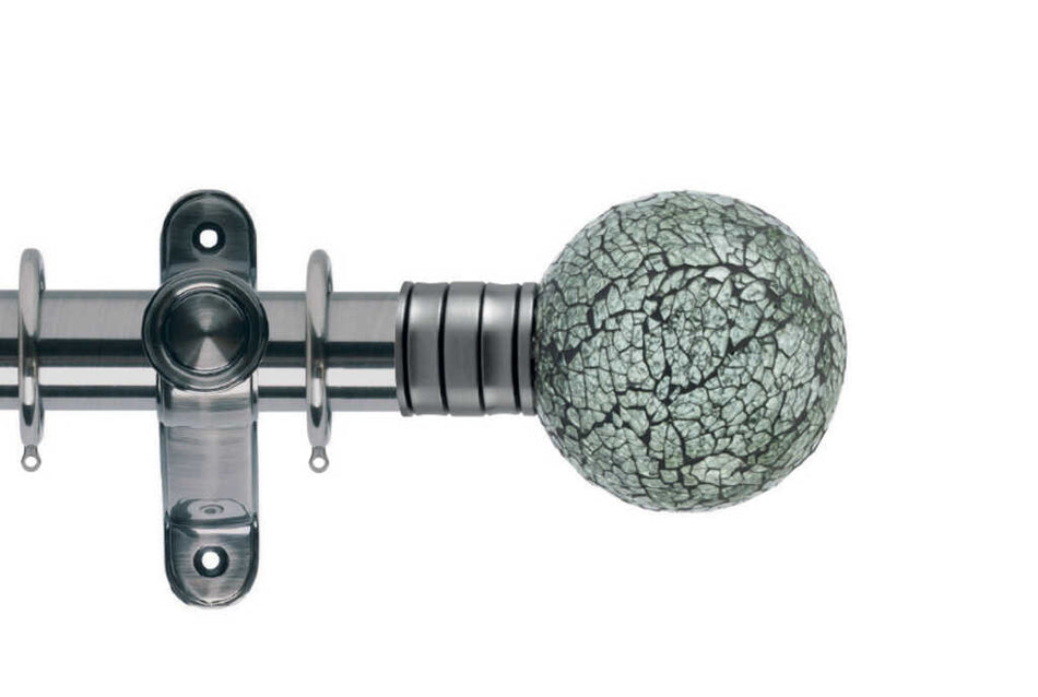 Galleria 35mm Pole Brushed Silver Mozaic Glass Ball