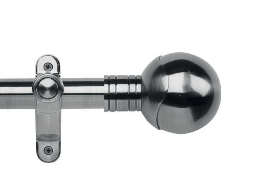 Galleria Metals 35mm Eyelet Pole Brushed Silver Orb