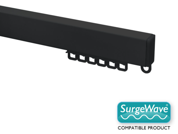 Renaissance Heavy Duty H-Section Aluminium Curtain Track, Surge, Black