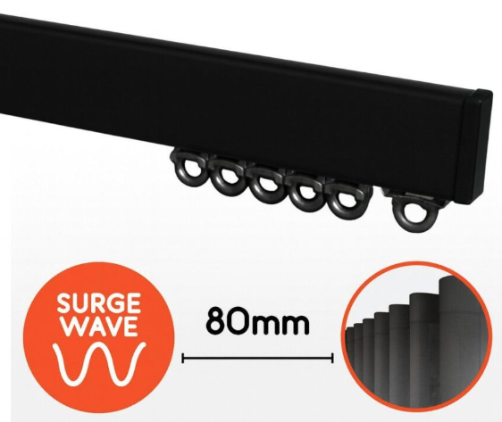 Renaissance Principal H-Section Aluminium Surge Curtain Track Black