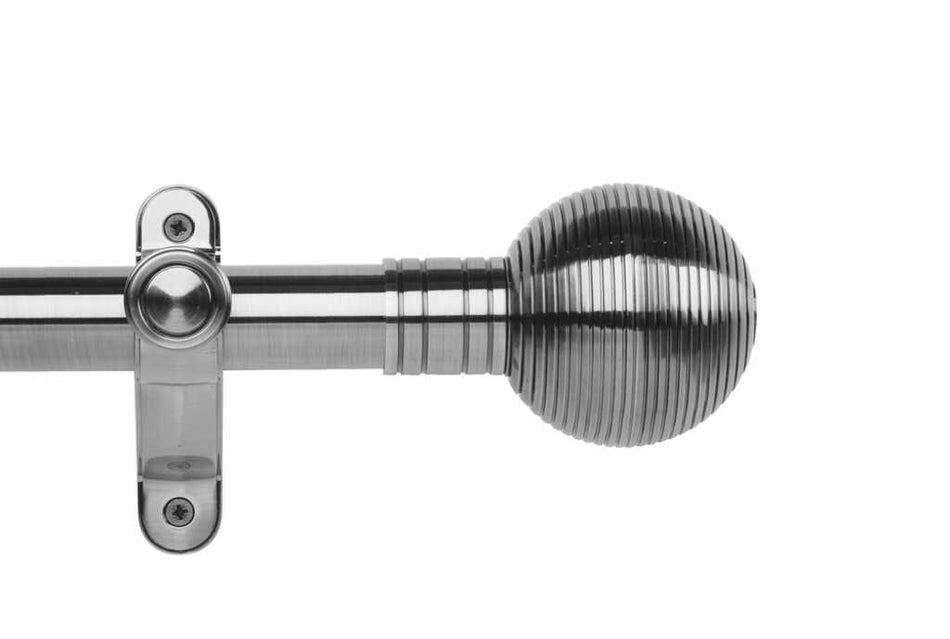 Galleria Metals 50mm Eyelet Pole Brushed Silver Ribbed Ball