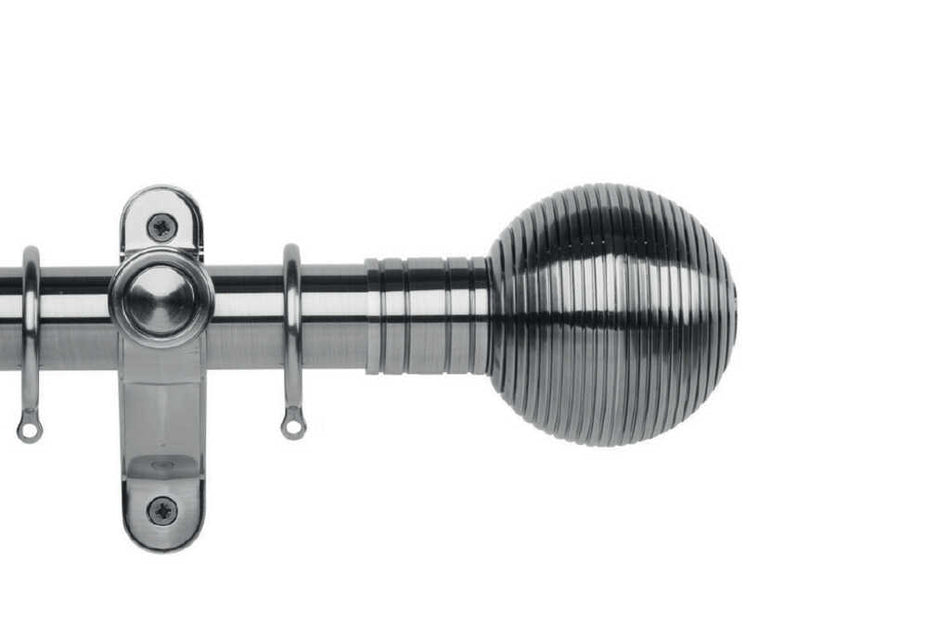 Galleria Metals 35mm Pole Brushed Silver Ribbed Ball