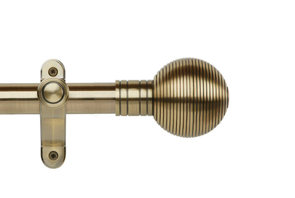 Galleria Metals 50mm Eyelet Pole Burnished Brass Ribbed Ball
