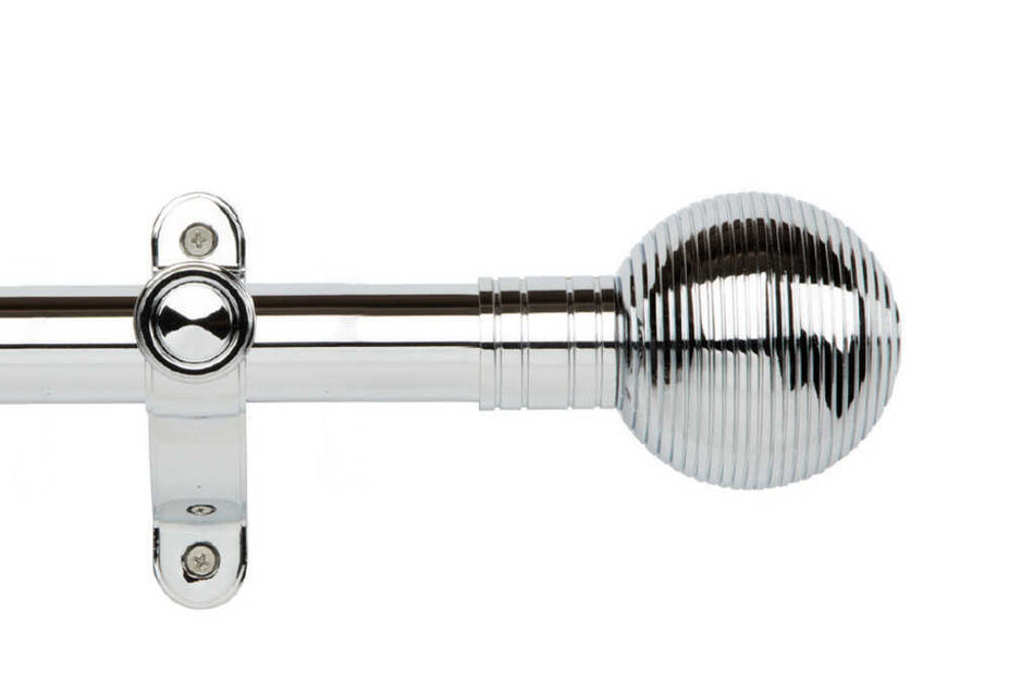 Galleria Metals 35mm Eyelet Pole Chrome Ribbed Ball