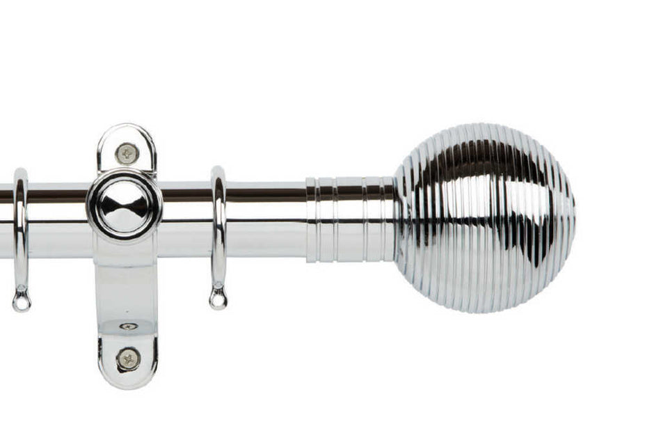 Galleria Metals 35mm Pole Chrome Ribbed Ball
