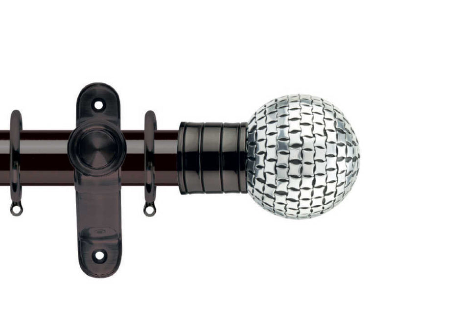 Galleria 35mm Pole Black Nickel Square Studded Ball