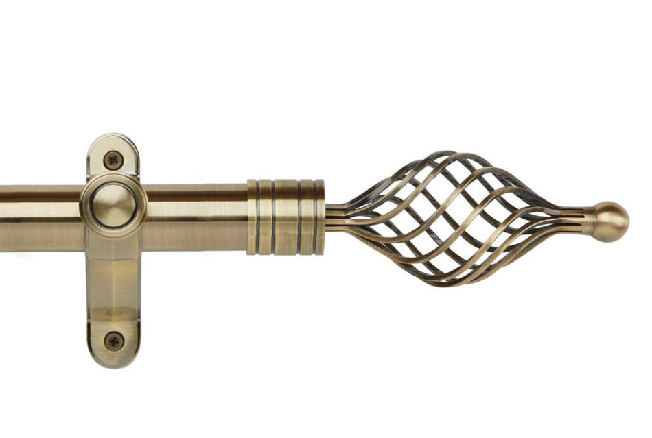 Galleria Metals 50mm Eyelet Pole Burnished Brass Twisted Cage