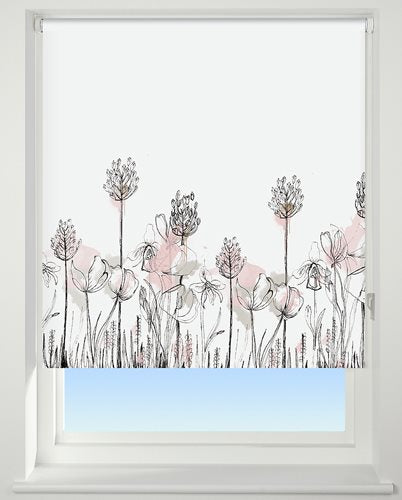 Universal Patterned Blackout Roller Blind, Floral Border